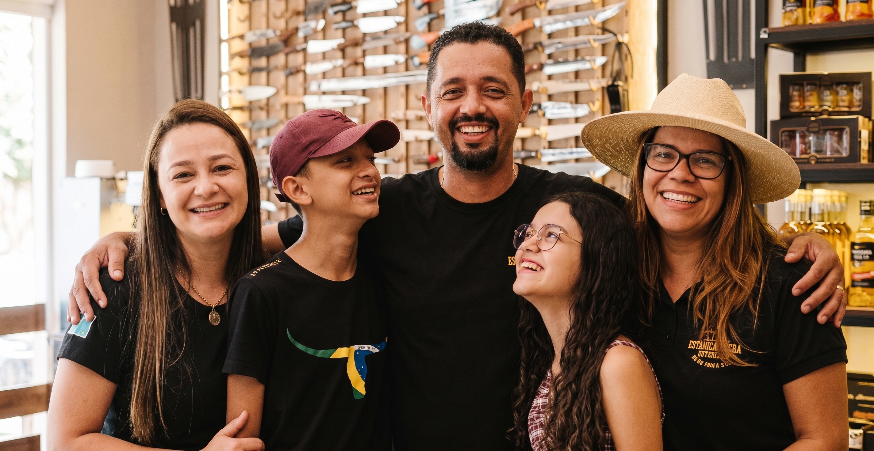 A família J3A Estância Gaúcha na loja em Campo Grande